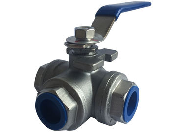 China CF8M BSP 3 Way Ball Valve  L type  Female Threaded 6.3Mpa / 1000PSI supplier