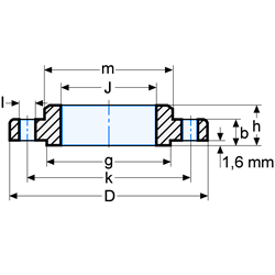 Glissement de rf d'acier inoxydable de 316 sur la bride 150 livres ASTM A182, programme d'ASME B16.5