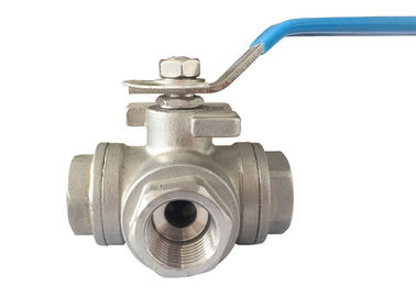 China Light type 1&quot; inch three way 1000 WOG  ball valve 304 stainless steel npt threaded supplier