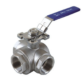 China 1/2 to 2 inch Stainless Steel 304 316 flow Control &quot;T&quot; &quot;L&quot;  3  way diverter ball valve with mounting pad supplier