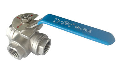 Light type 1" inch three way 1000 WOG  ball valve 304 stainless steel npt threaded supplier