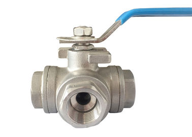 Light type 1" inch three way 1000 WOG  ball valve 304 stainless steel npt threaded supplier